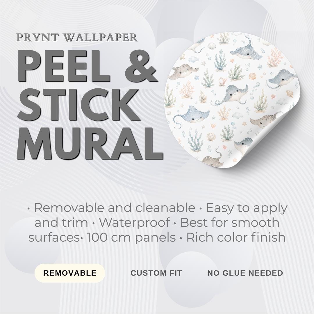 Stingray Ocean Wallpaper: Coastal Sea Life Nursery Mural