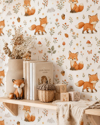 Fox Wallpaper: Floral Woodland Nursery Mural