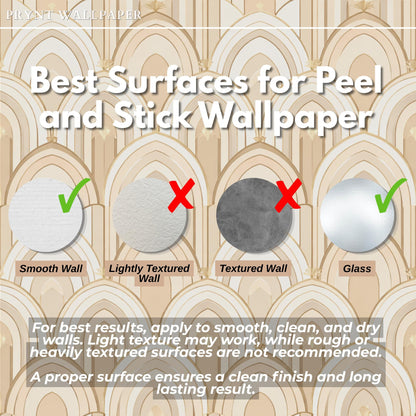 Beige Art Deco Arch Wallpaper: Geometric Arch Mural (Peel and Stick)
