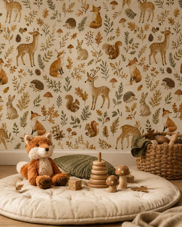 Autumn Woodland Animal Wallpaper: Cozy Forest Nursery Wall Mural