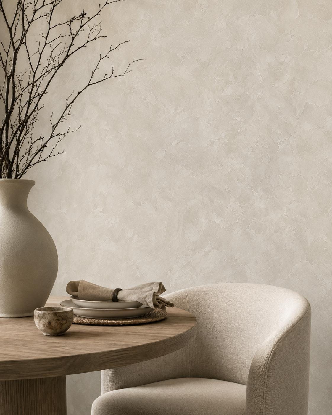 Bone White Plaster Wallpaper: Soft Neutral Wall Mural