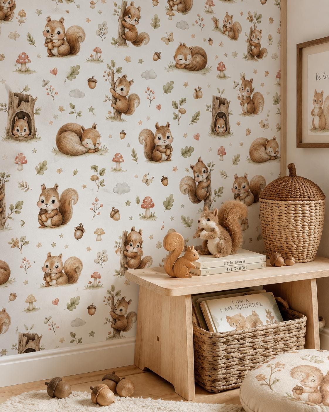 Squirrel Wallpaper: Woodland Nursery Wall Mural