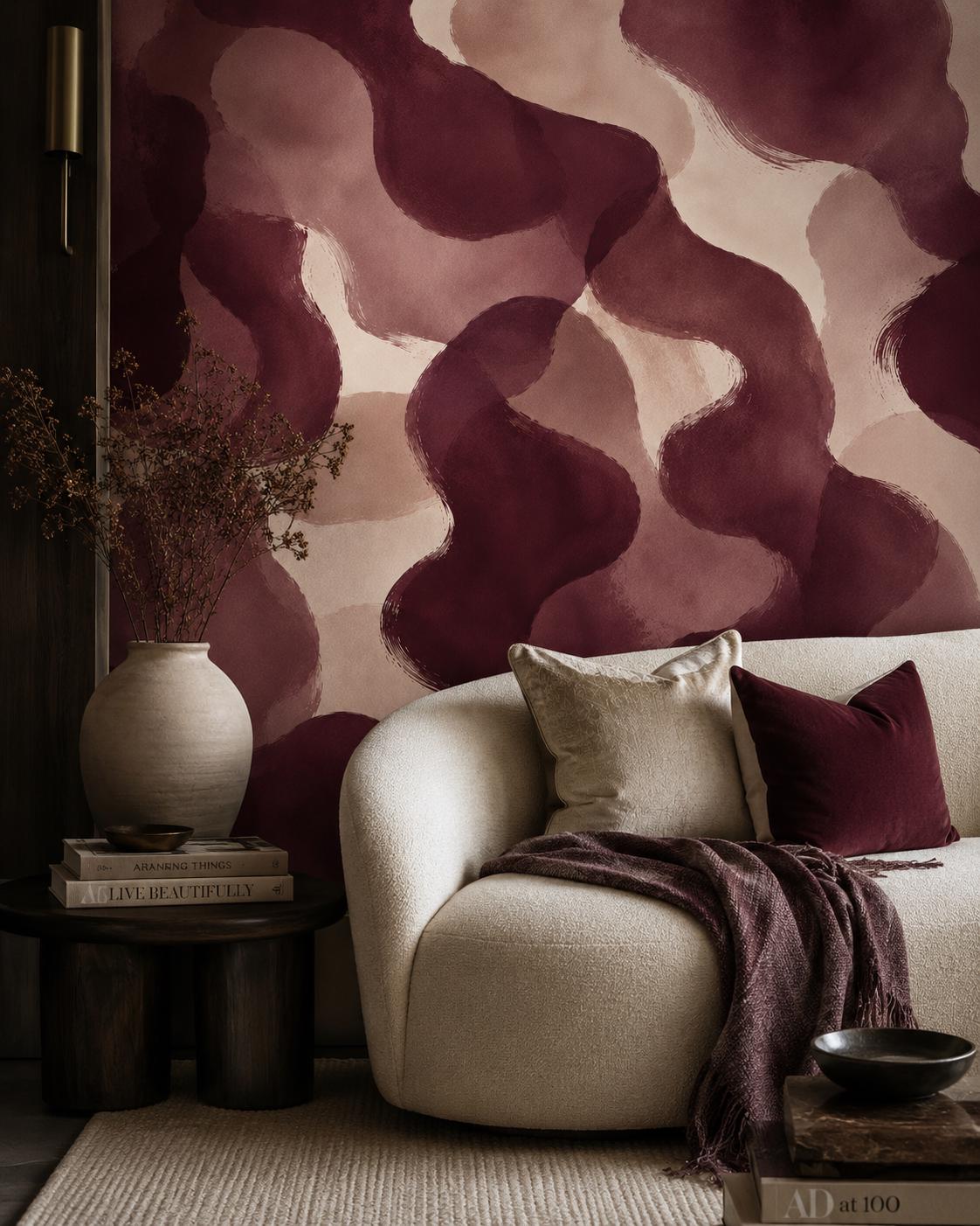 Burgundy Abstract Wallpaper: Deep Wine Wall Mural