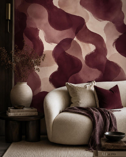 Burgundy Abstract Wallpaper: Deep Wine Wall Mural
