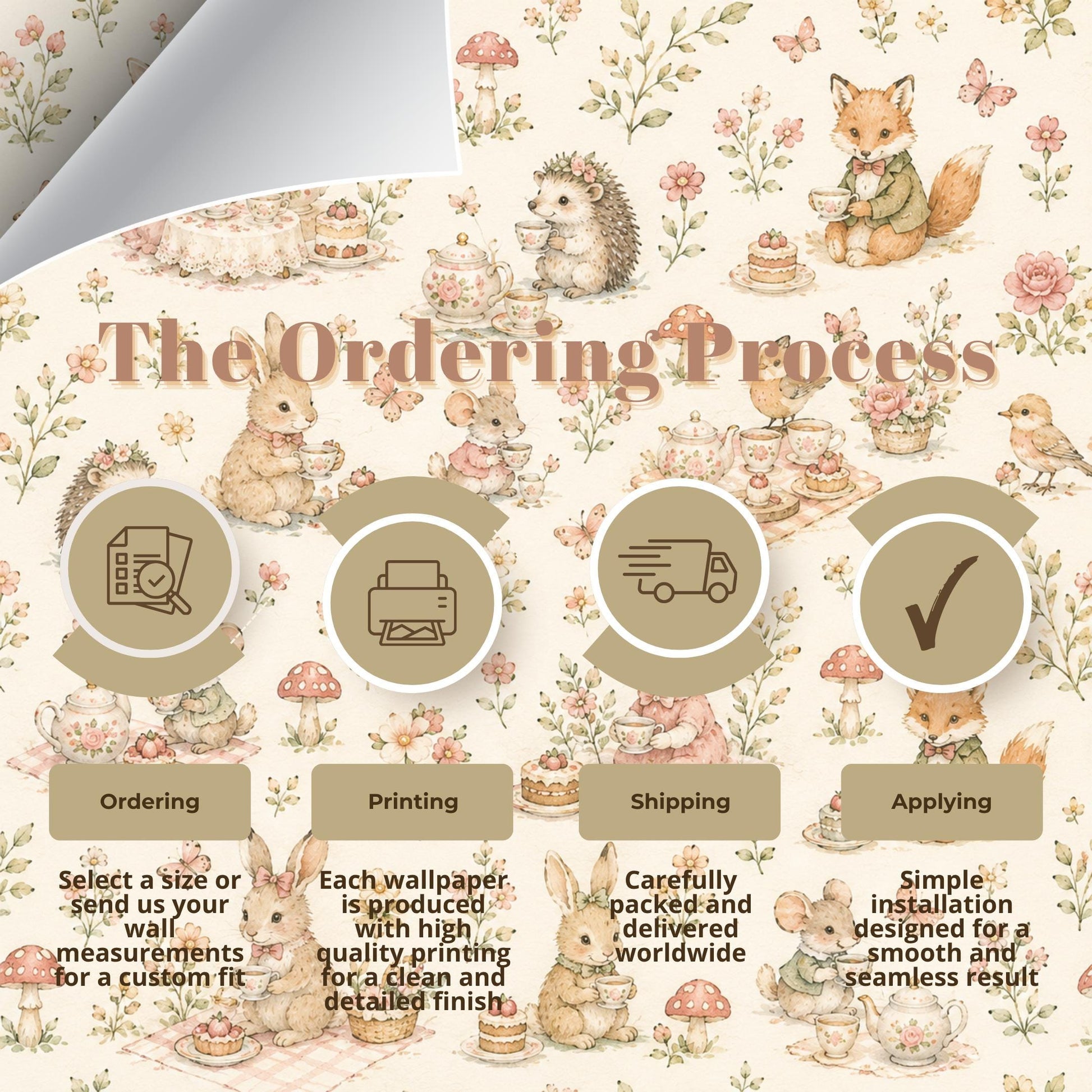 Garden Tea Party Animal Wallpaper: Whimsical Nursery Wall Mural