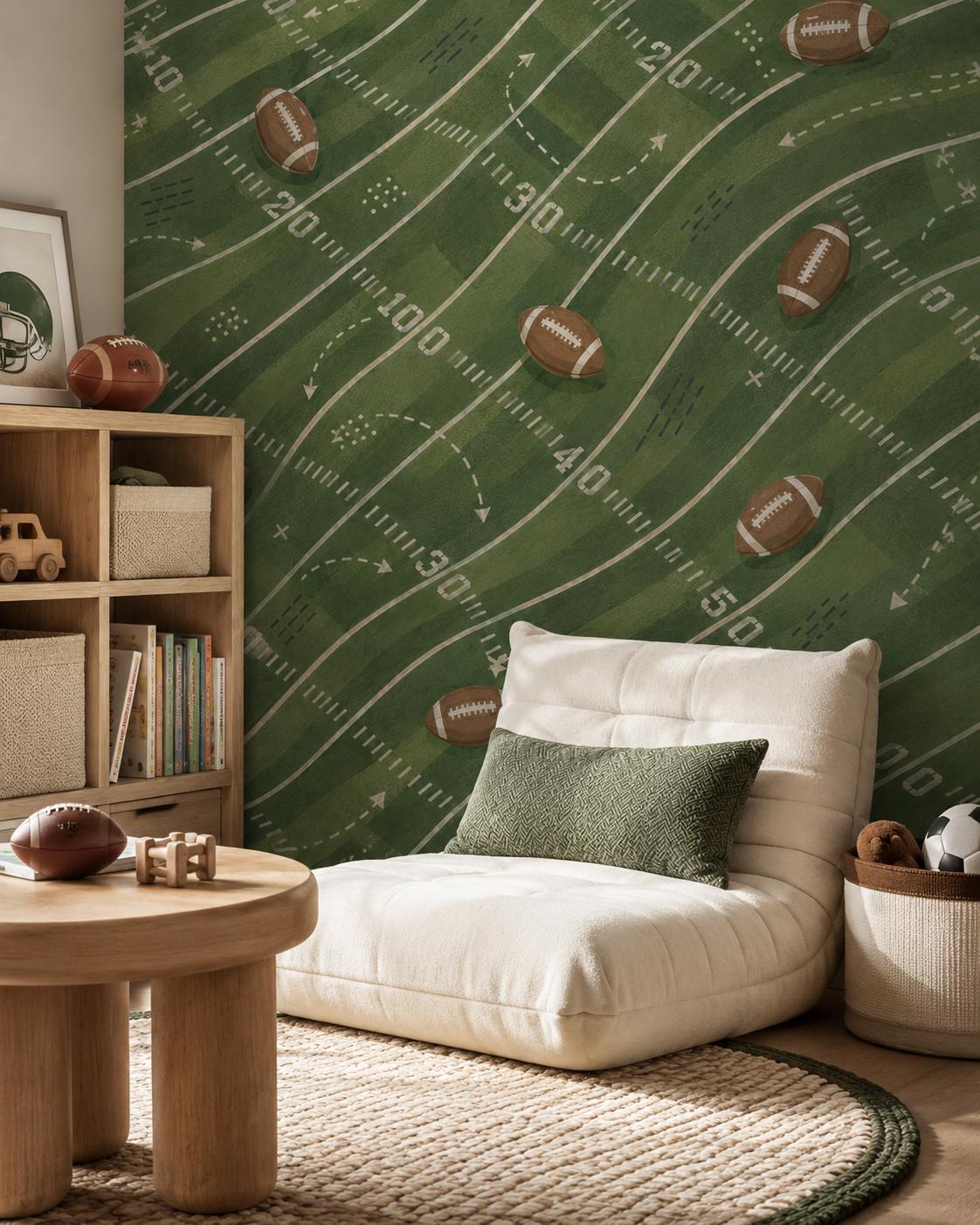 Kids Football Wallpaper: Field Wall Mural for Boys Room