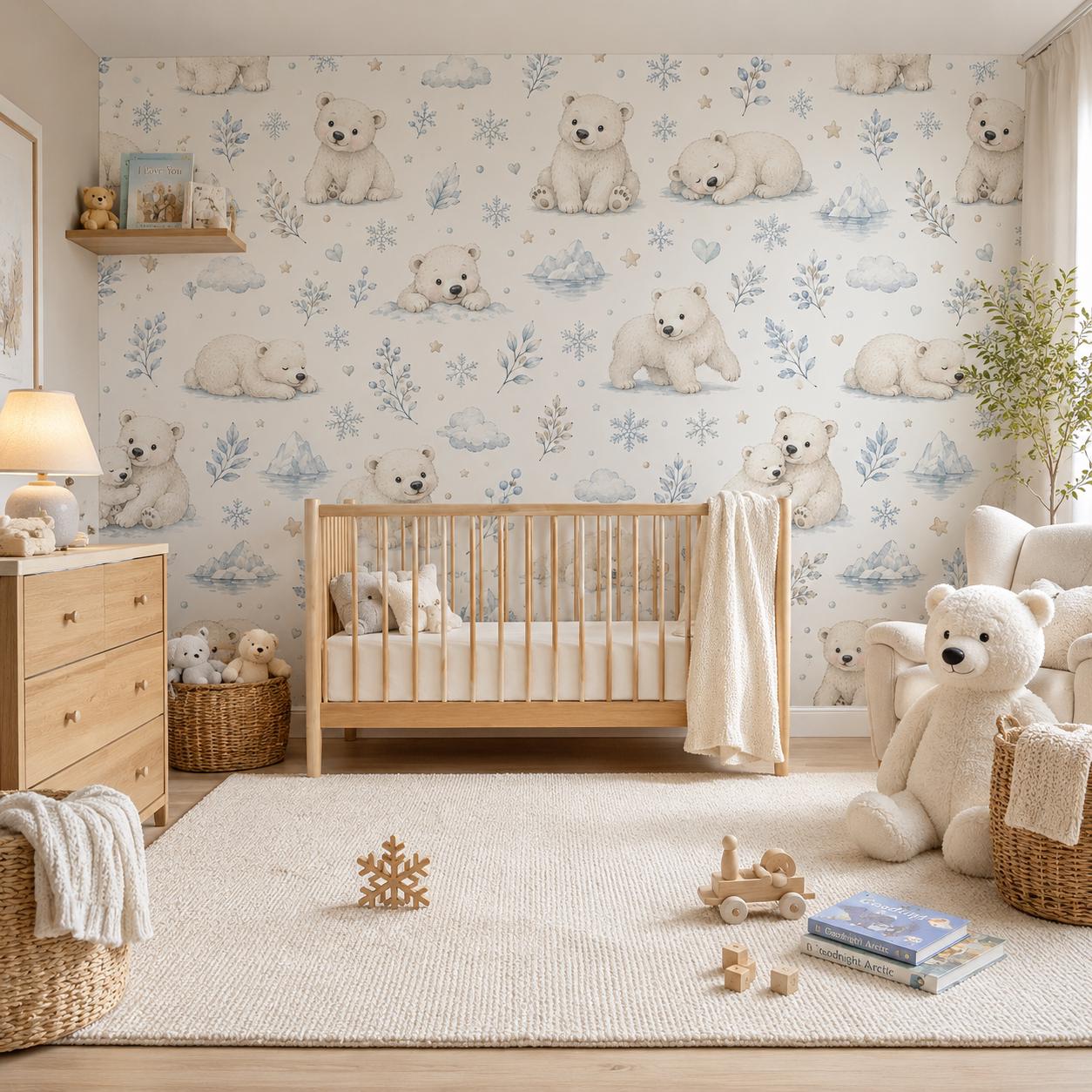 Polar Bear Wallpaper: Arctic Animal Nursery Wall Mural