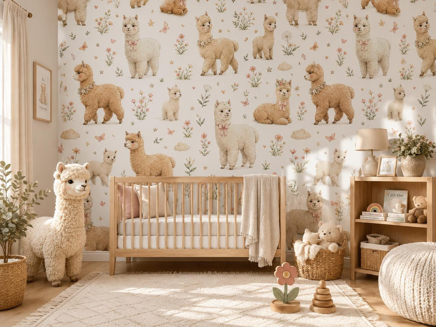 Alpaca Wallpaper: Soft Farm Nursery Mural