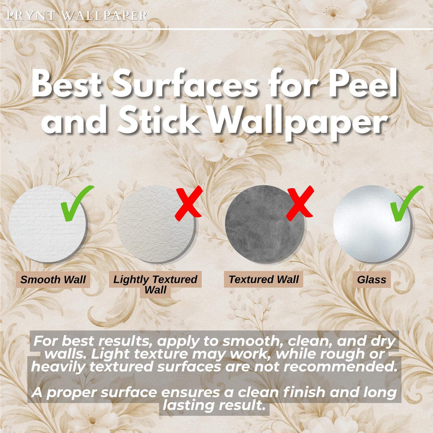 Beige Floral Wallpaper, Vintage Neutral Peel and Stick Wall Mural