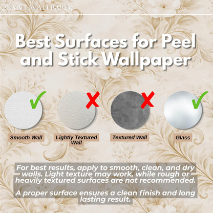 Beige Floral Wallpaper, Vintage Neutral Peel and Stick Wall Mural