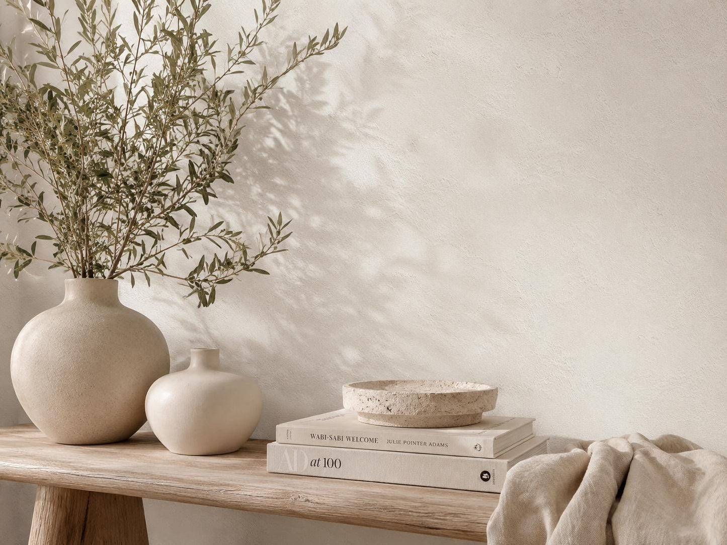 Soft Stucco Wallpaper: Warm White Textured Wall Mural