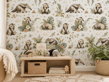 Anteater Rainforest Wallpaper: Jungle Animal Nursery Mural