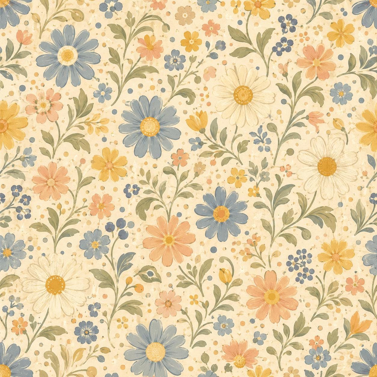 Retro Daisy Garden Wallpaper: Vintage Floral Wall Mural