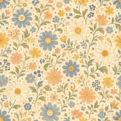 Retro Daisy Garden Wallpaper: Vintage Floral Wall Mural