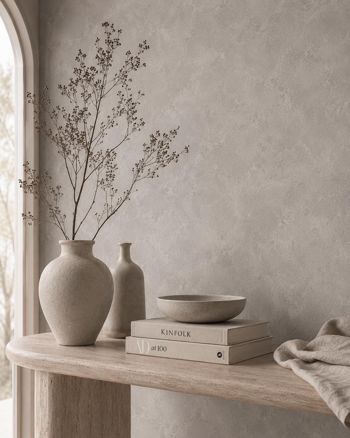 Fog Grey Plaster Wallpaper: Soft Modern Texture Wall Mural