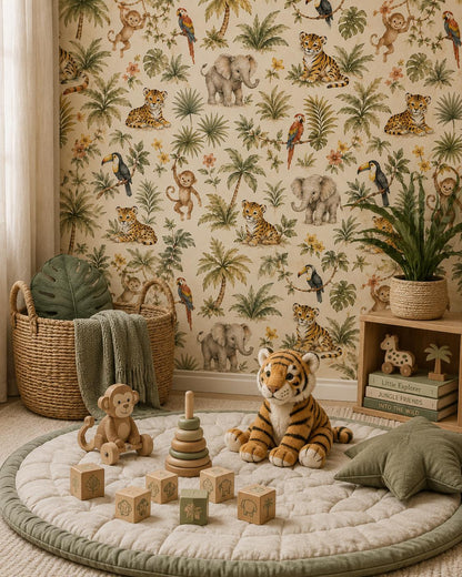 Jungle Animal Wallpaper: Safari Nursery Wall Mural