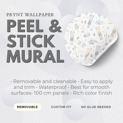Skiing Wallpaper: Mountain Sports Nursery Wall Mural