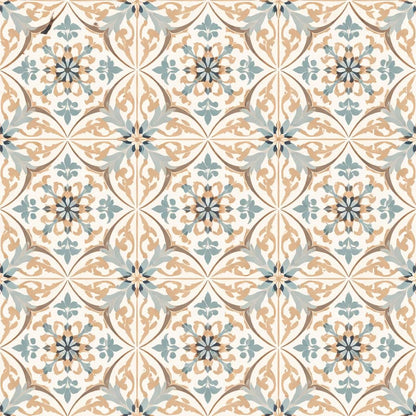 Vintage Mediterranean Tile Wallpaper Peel and Stick Blue Beige Wall Mural