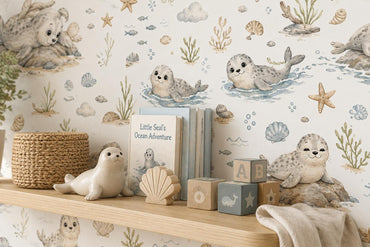 Seal Wallpaper: Coastal Animal Nursery Mural