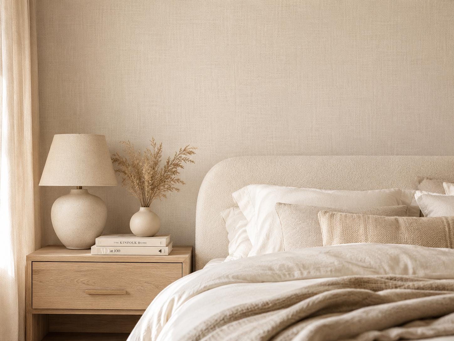 Linen Texture Wallpaper: Neutral Fabric Wall Mural