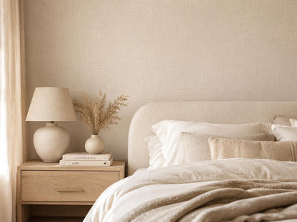 Linen Texture Wallpaper: Neutral Fabric Wall Mural