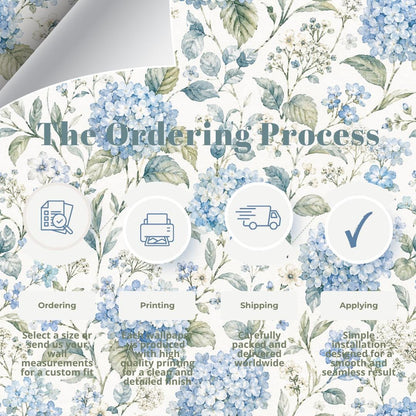 Blue Hydrangea Wallpaper: White Floral Wall Mural