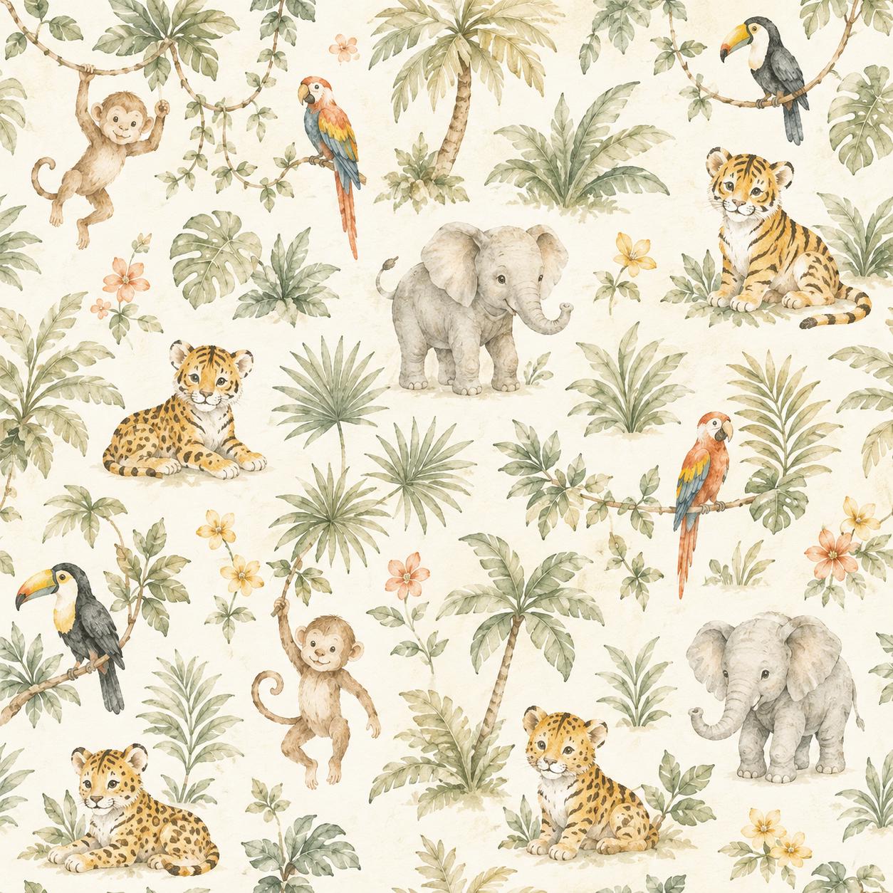 Jungle Animal Wallpaper: Safari Nursery Wall Mural