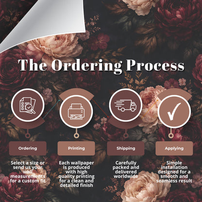 Dark Floral Peony Wallpaper: Vintage Peel and Stick Mural
