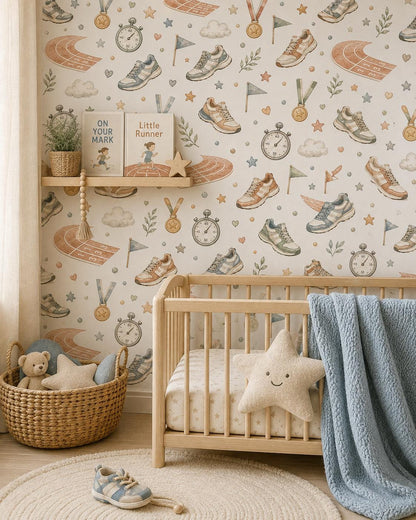 Running Track Wallpaper: Athletic Nursery Wall Mural