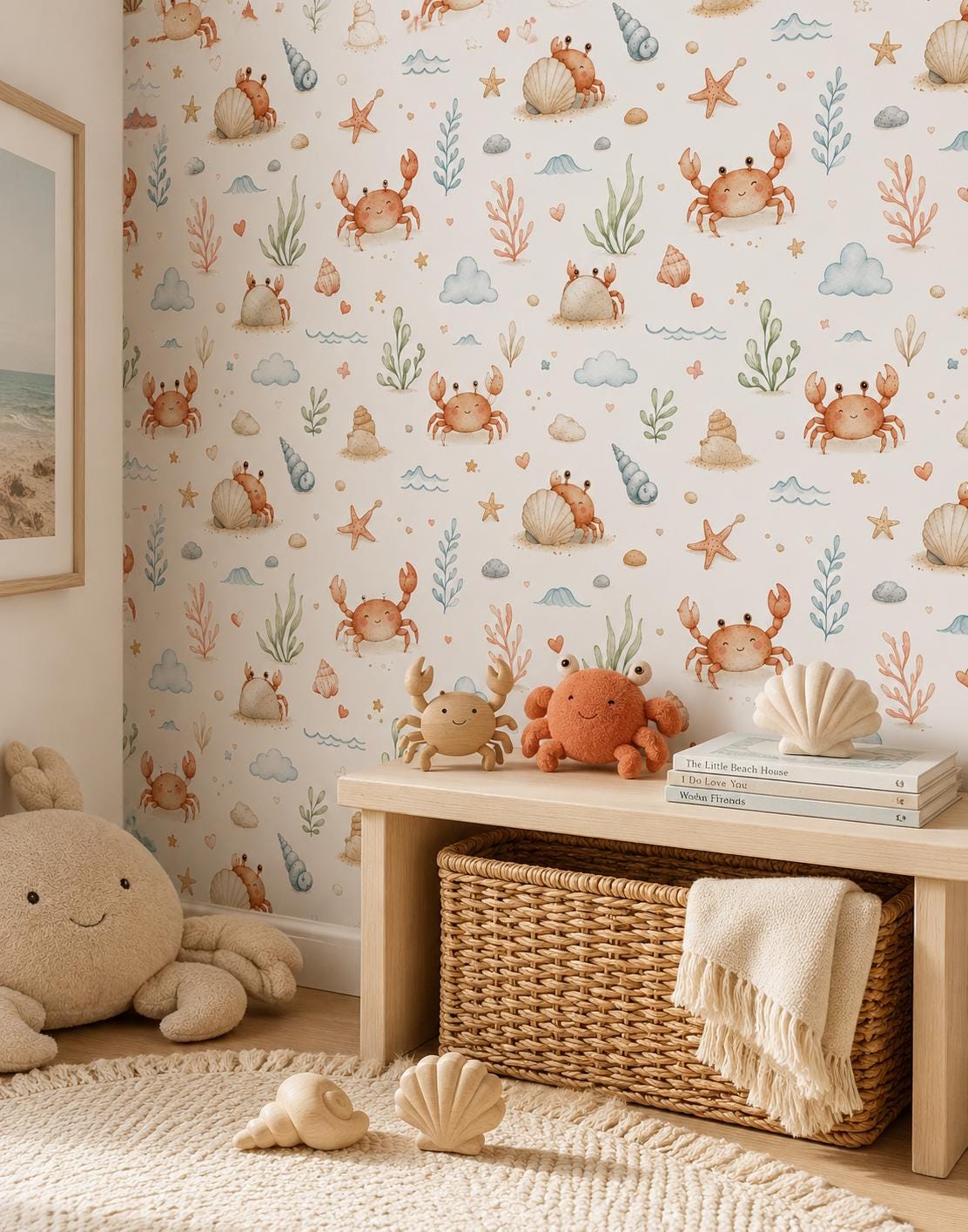 Crab Wallpaper: Beach Nursery Wall Mural