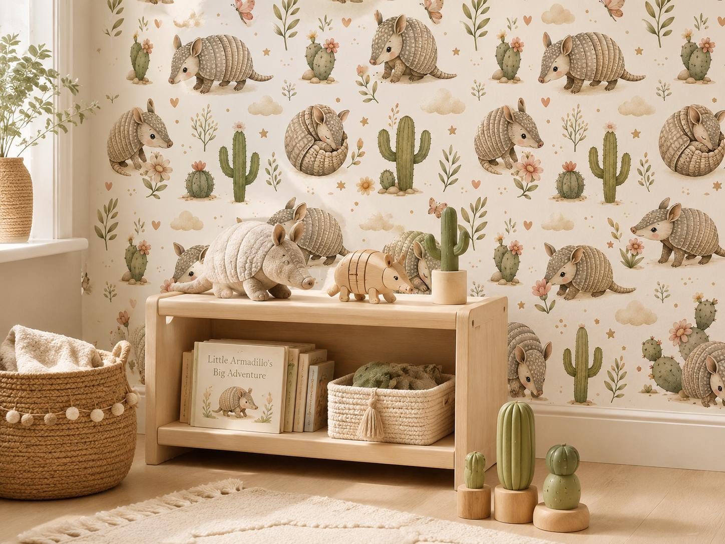 Armadillo Desert Wallpaper: Southwest Animal Nursery Mural