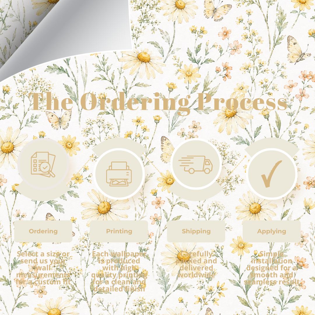 Yellow Daisy Wallpaper: White Cottage Floral Wall Mural