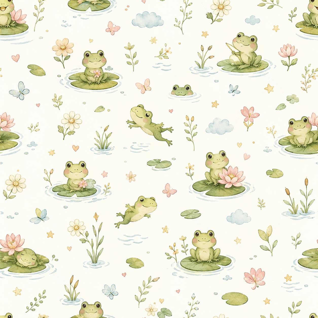 Frog Pond Wallpaper: Lily Pad Nursery Wall Mural