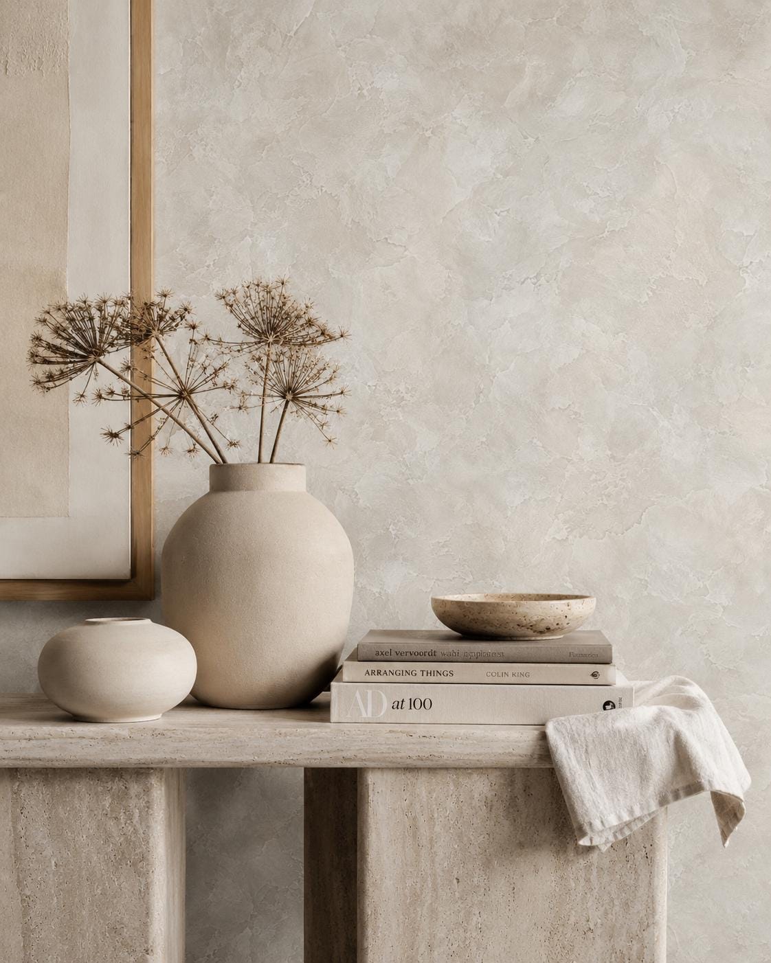 Bone White Plaster Wallpaper: Soft Neutral Wall Mural