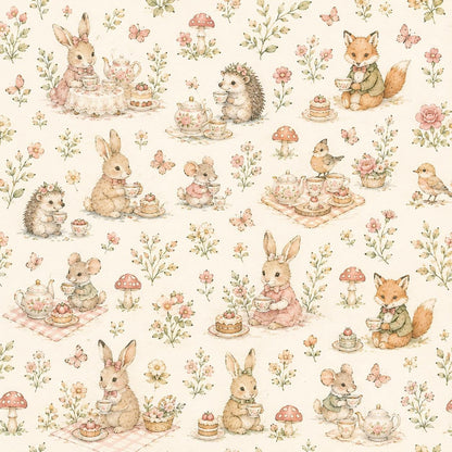 Garden Tea Party Animal Wallpaper: Whimsical Nursery Wall Mural