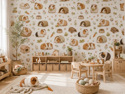 Guinea Pig Wallpaper: Sweet Pet Nursery Mural