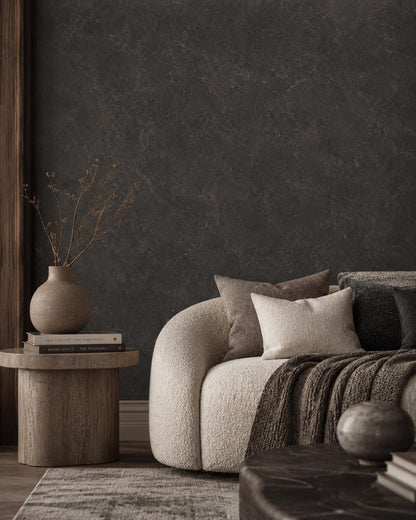 Soft Black Stone Wallpaper: Dark Textured Wall Mural