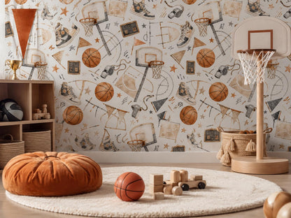 Basketball All Stars Wallpaper: Kids Sports Wall Mural