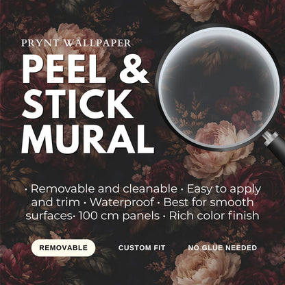Dark Floral Peony Wallpaper: Vintage Peel and Stick Mural