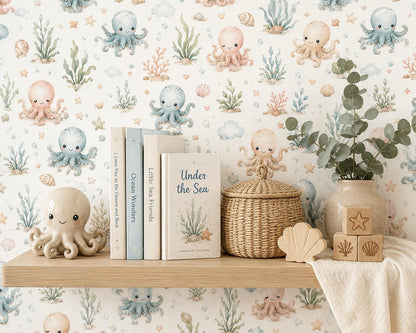 Octopus Ocean Wallpaper: Underwater Nursery Wall Mural