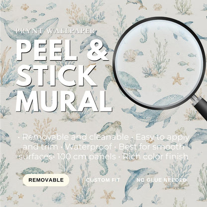 Ocean Animal Wallpaper: Soft Sea Nursery Wall Mural