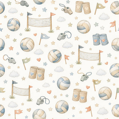 Custom Volleyball Net Nursery Wallpaper: Sports Theme Peel and Stick Mural