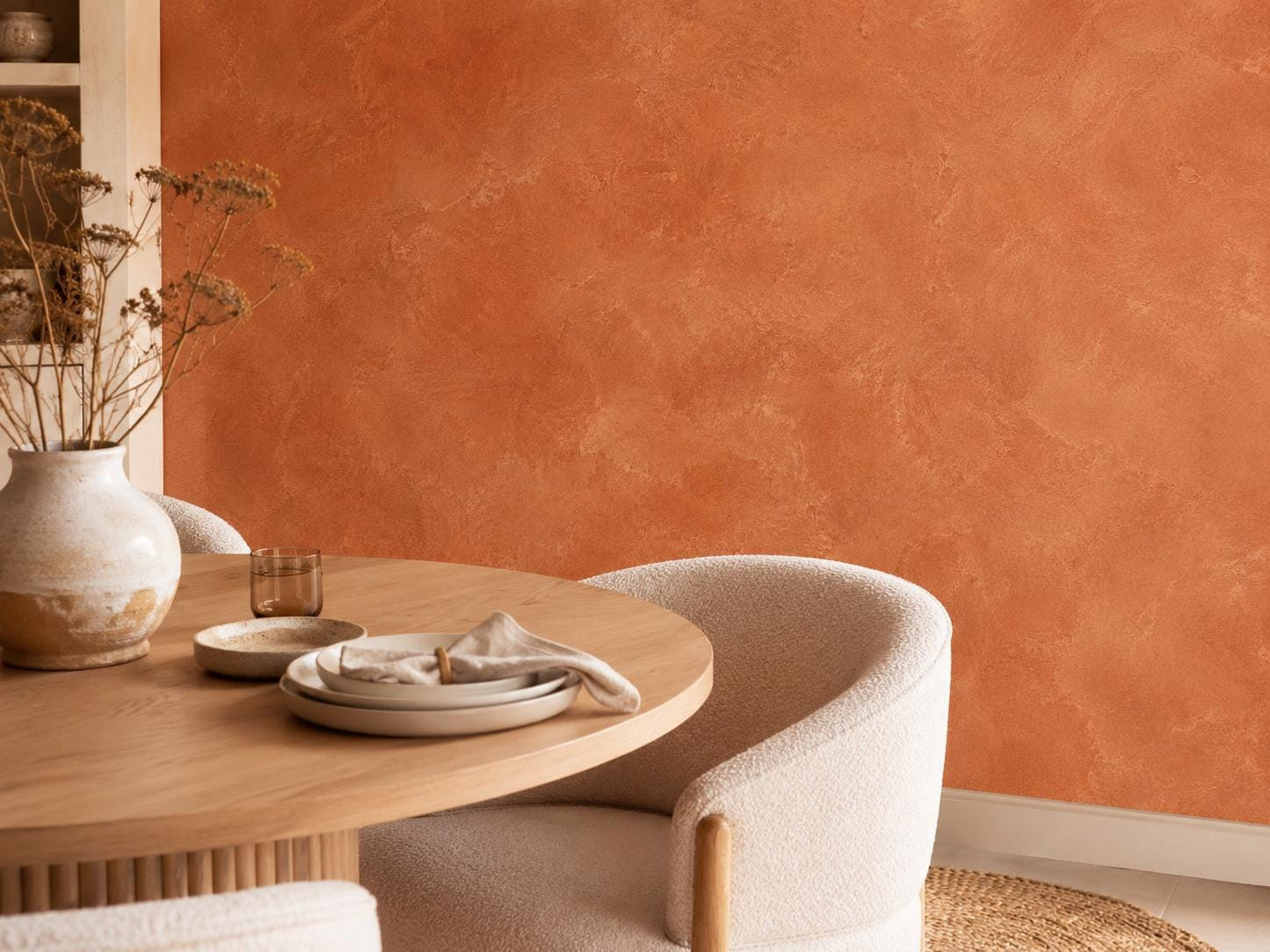 Terracotta Plaster Wallpaper: Warm Clay Wall Mural
