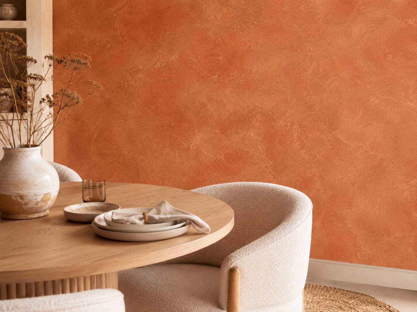 Terracotta Plaster Wallpaper: Warm Clay Wall Mural