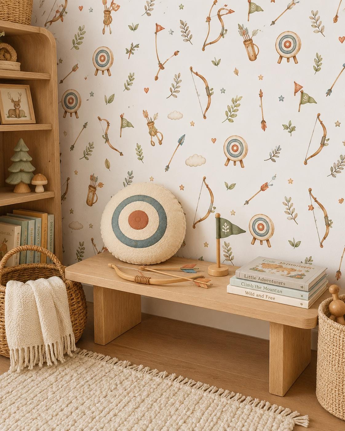 Archery Target Wallpaper: Woodland Sports Nursery Mural