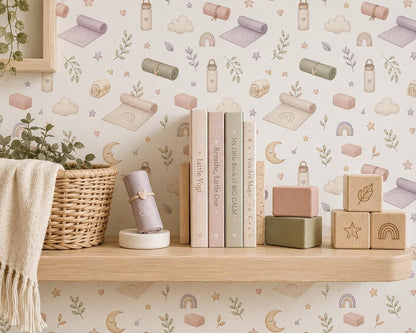 Yoga Mat Wallpaper: Calm Wellness Nursery Wall Mural