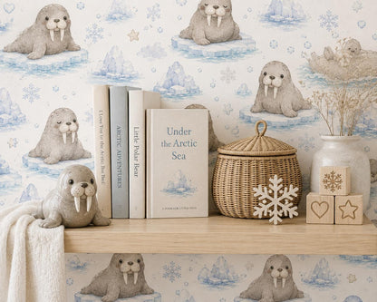 Walrus Arctic Wallpaper: Winter Animal Nursery Wall Mural