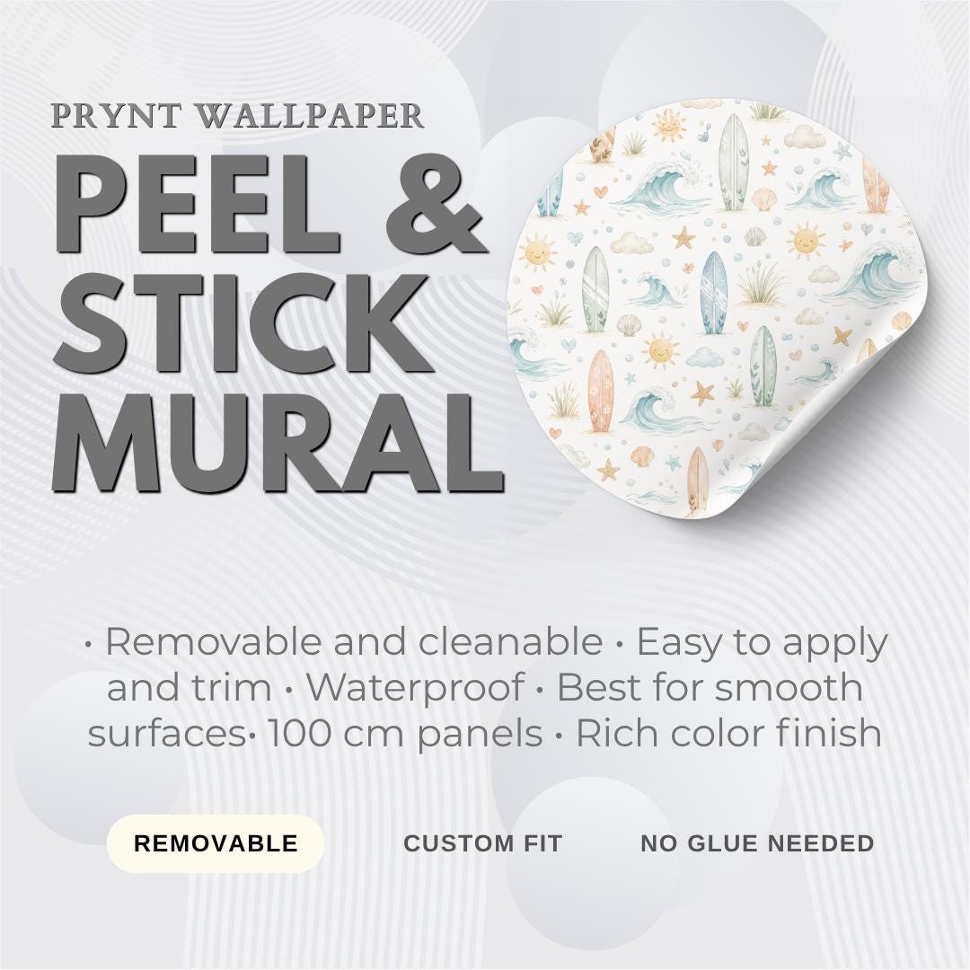 Surfboard Wallpaper: Coastal Sports Nursery Wall Mural
