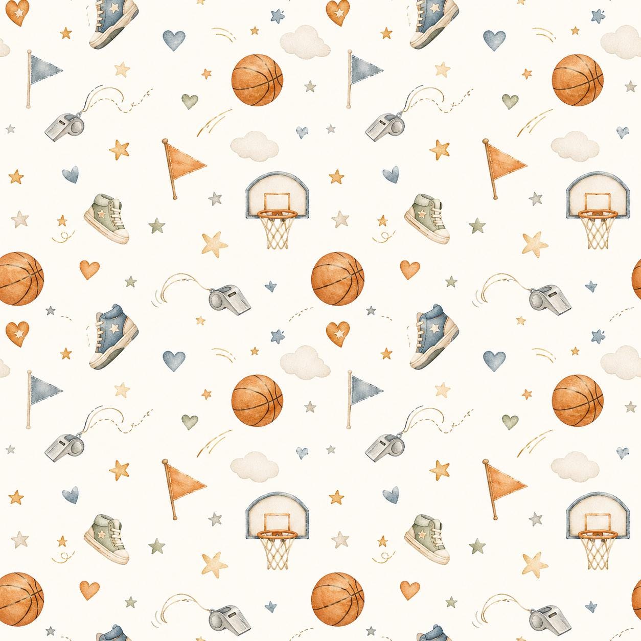 Basketball Hoop Wallpaper: Sports Nursery Peel and Stick Mural