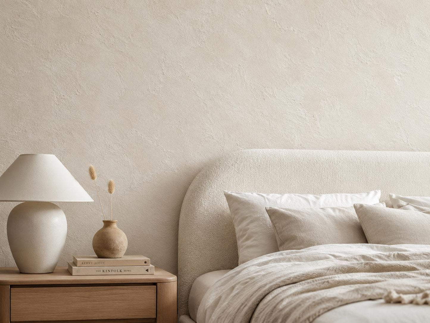 Soft Stucco Wallpaper: Warm White Textured Wall Mural